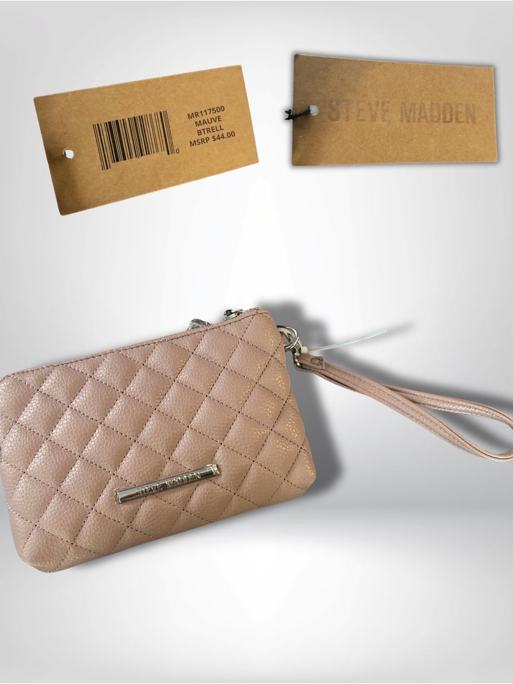 Steve Madden Quilted Mauve Wristlet Clutch